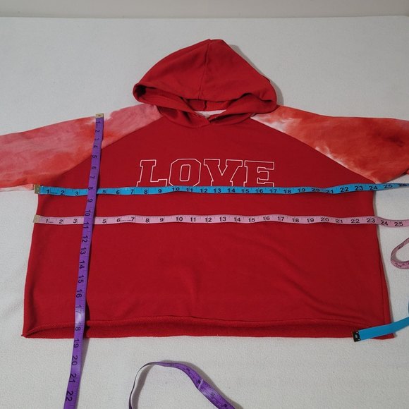 Stella Tweed Tie dye Hoodie Cropped Pullover Red Love Large - Picture 7 of 11